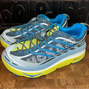 Hoka Blue Gray Yellow Athletic Shoes